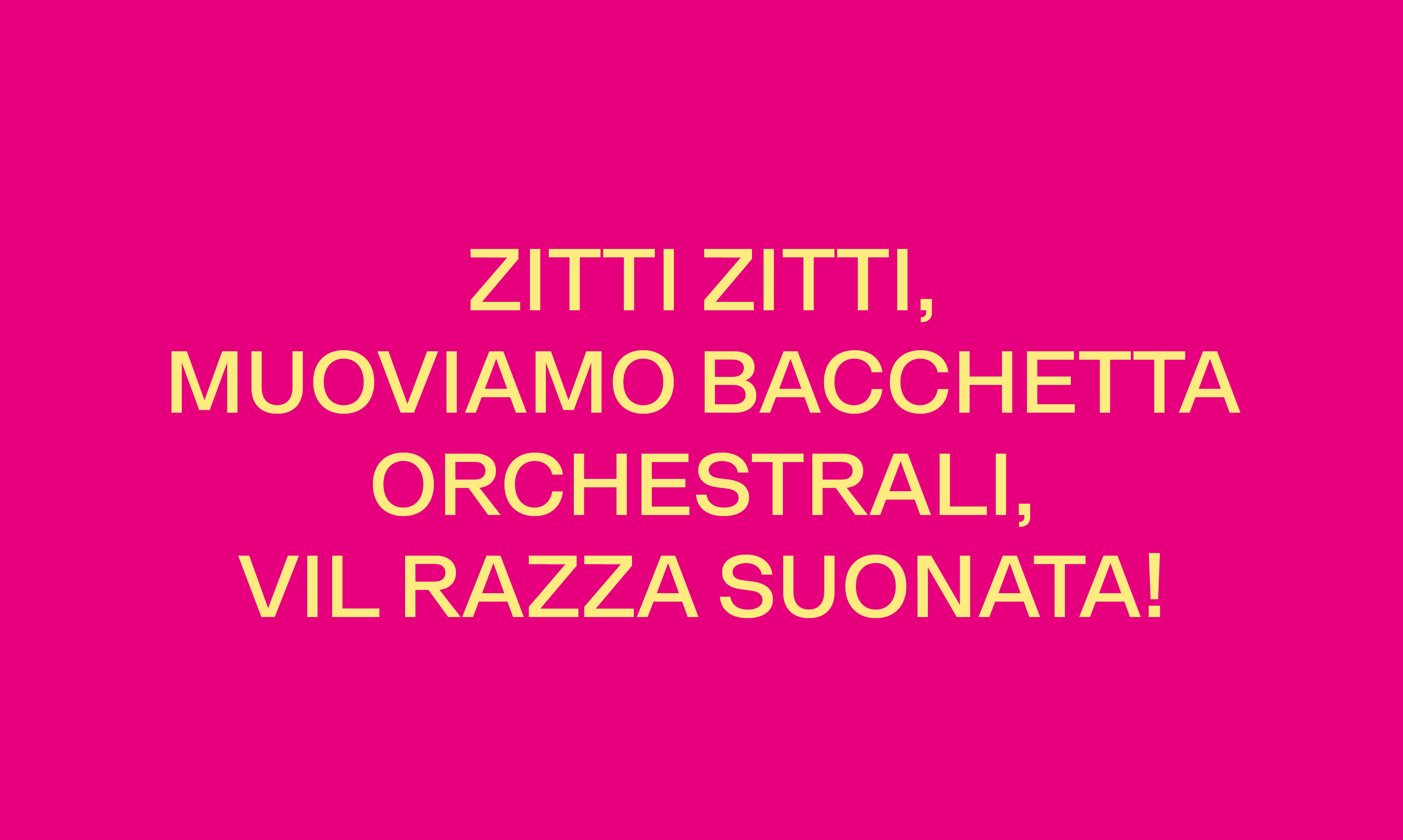 ZITTI ZITTI, MUOVIAMO BACCHETTA ORCHESTRALI, VIL RAZZA SUONATA!